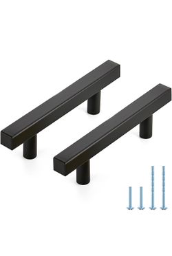JOY DECOR 30 Pack 3 Inch Matte Black Square Cabinet Handles Stainless Steel Cabinet Hardware Pulls for Kitchen and Drawers with 5 Inch Overall Length