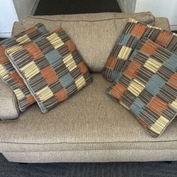 Large Cushion Fabric Chair And A Half