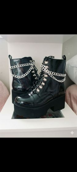 Gothic leather platform boots
