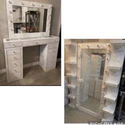 Vanity Set With Full Body Mirror And Shelfs 