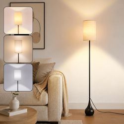 64.5" Black Floor Lamp, Teardrop Base, 3-Color Temp, Floor Switch Control (Bulb Included)