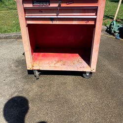 Red toolbox with wheels