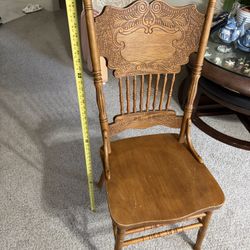 Vintage Country Style Pressed Back Solid Oak Dining Chair