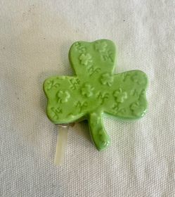 Retired Nora Fleming Green Shamrock with “nf” initials and Raised Shamrock