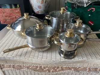 Cuisine-cookware performance gold pots cooks set