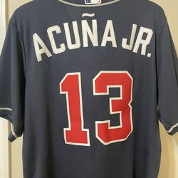 Men's Atlanta Braves Ronald Acuna Jr. Nike Navy Alternate Player Name Jersey