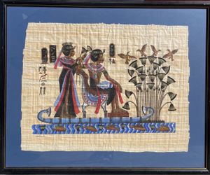 Framed Egyptian Papyrus Painting