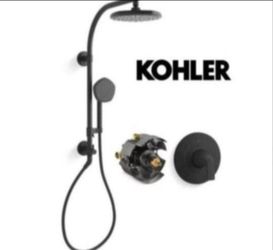 Kohler Ocassion Hydrorail System With Cursiva Valve Trim In Matte Black (Valve Included)