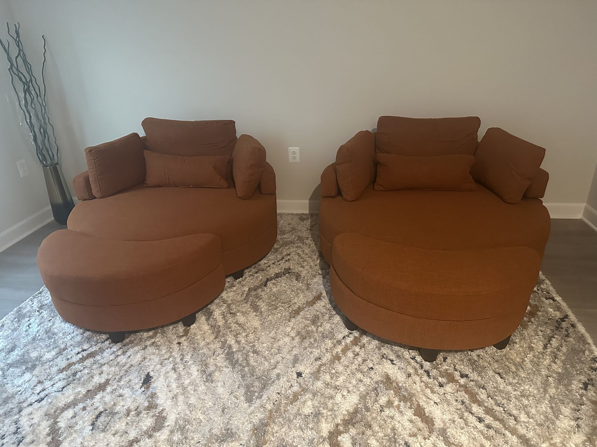 Two Chairs (Loveseats) & Ottomans