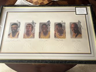 Laker Legends Autograph 999/1992 Collector BONUS ELGIN BAYLOR AND KAREEM ABDUL-JABBAR, AUTOGRAPH Item 26” X 46