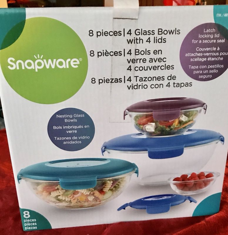 Pyrex Snapware 8 Piece Airtight Glass Food Storage Bowl Set