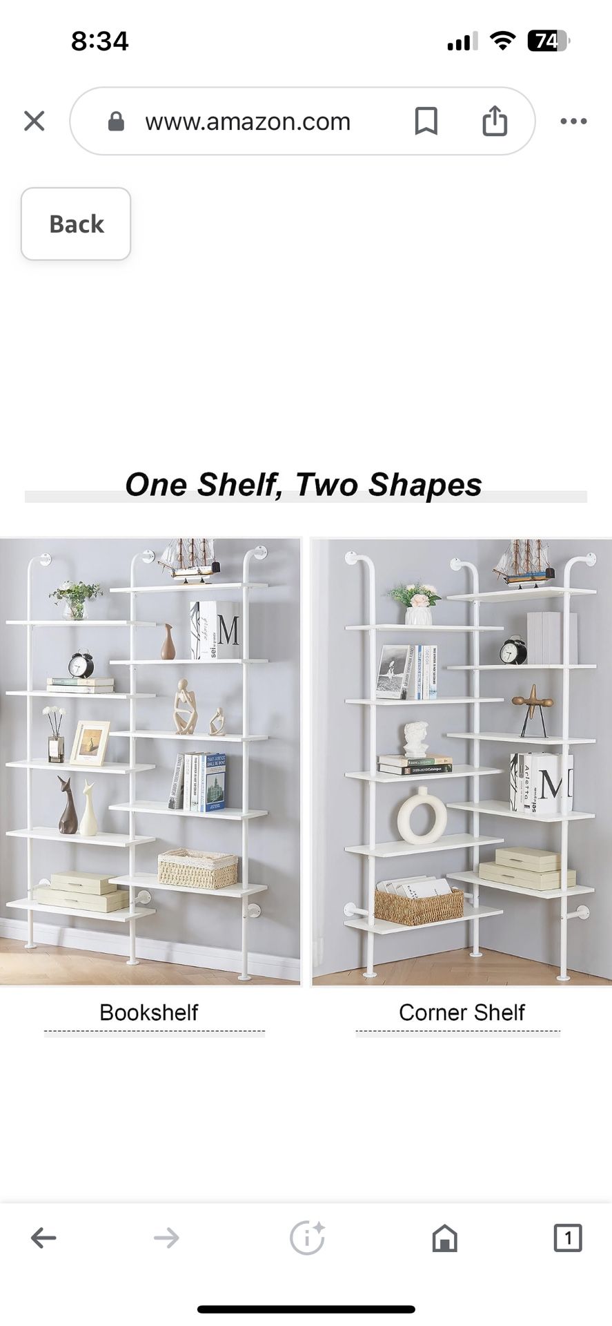 10 Tier Bookshelf/ L Shaped Or Straight Against Wall