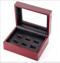 Championship Big Heavy Ring Display Wooden Box (6 Holes)