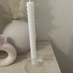 White Candle Plus Holder