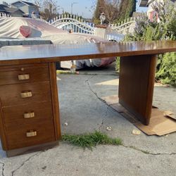 Art Deco Stow & Davis Mid Century Modern Walnut Boomerang Fan Executive Desk