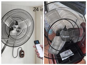 NEW Amico 24 Inch Industrial Oscillating Wall Mount Fan with Remote Control DC Motor, 8 Speeds, 8690