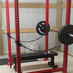 Rogue Fitness RM-4 MONSTER Power Rack 2.0 With Double Fat Skinny Pull-Up Bar And Strap Safeties