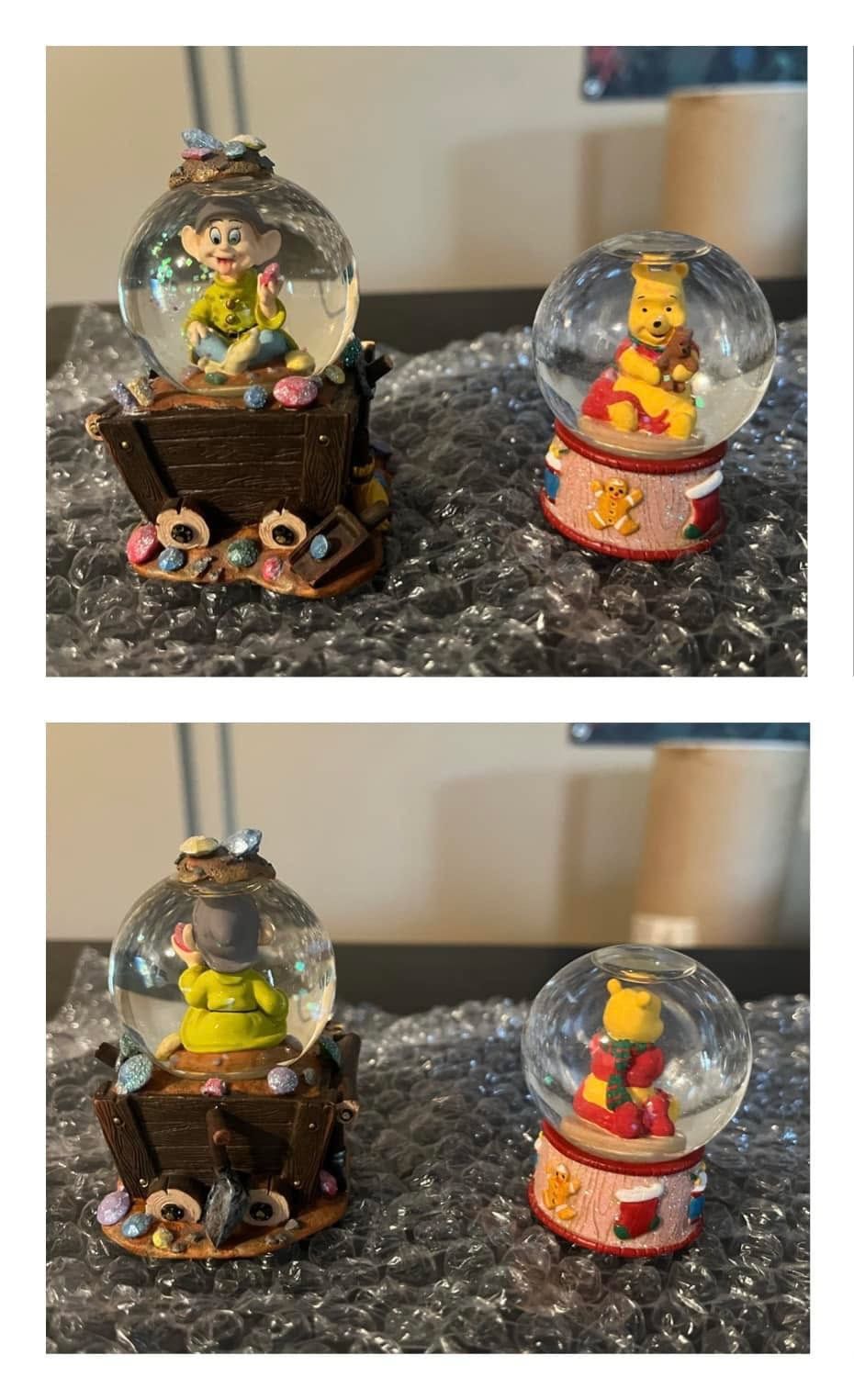 DISNEY Snow White & Winnie The Pooh (SMALL) Snow Globes