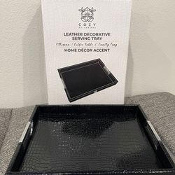 Modern Decorative Leather Tray Black
