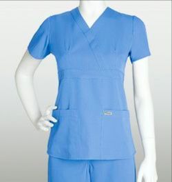 Grey's Anatomy by Barco Ceil Blue 3 Pocket Scrub Top Size Small Scrubs