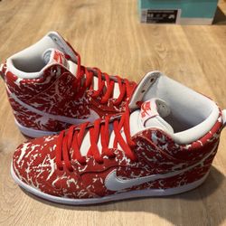 Nike SB Dunk High Raw Meat Red White CLEAN OG RARE 2016 313171-616 Mens Size 9.5