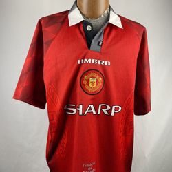 Men’s Vintage XLarge Manchester United 99 Red Championship Soccer Jersey 