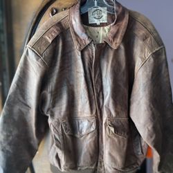 Large Chocolate Korean Leather Jackets Pre-owned Lining Has Torn Bottom Of Jacket Burn