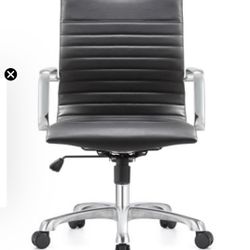 New În Box Woodstock Janis Mid Back Black  Leather Office Chairs