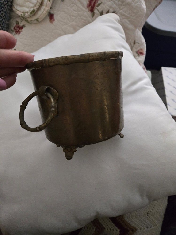 Vintage footed brass planter
