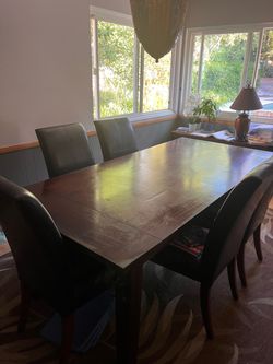 Wood Dining Table with 6 Chairs