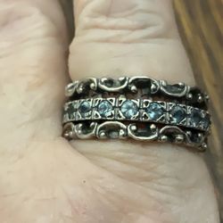 OR PAZ blue topaz Sterling silver spinner ring size 9.5