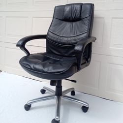 Black Leather Executive Professional Rolling Swivel Office Chair with Fixed Seat Height (15.5”) & Removable Armrests - Comfortable & Well Constructed