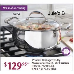 Princess House . Olla De 6 Qts Tri-ply Nueva En Su Caja 