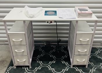 BRAND NEW Manicure Nail Desk Table w/ Vacuum & Fabric Drawers $100 size in pics