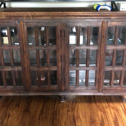 Italian Imported Solid Wood Glass-Front Cabinet 