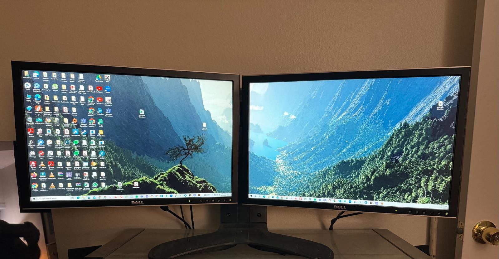 2 Dual 24” Dell Monitors w/ Ergotron Stand