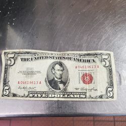 1953 A Series 5dollar Bill & 1977 A Series 10 Dollar Bill Authentic 