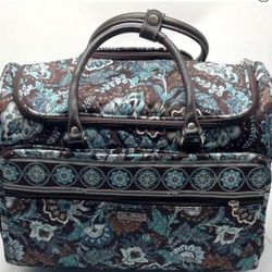 Vera Bradley Java Blue Paisley Rolling Travel Bag