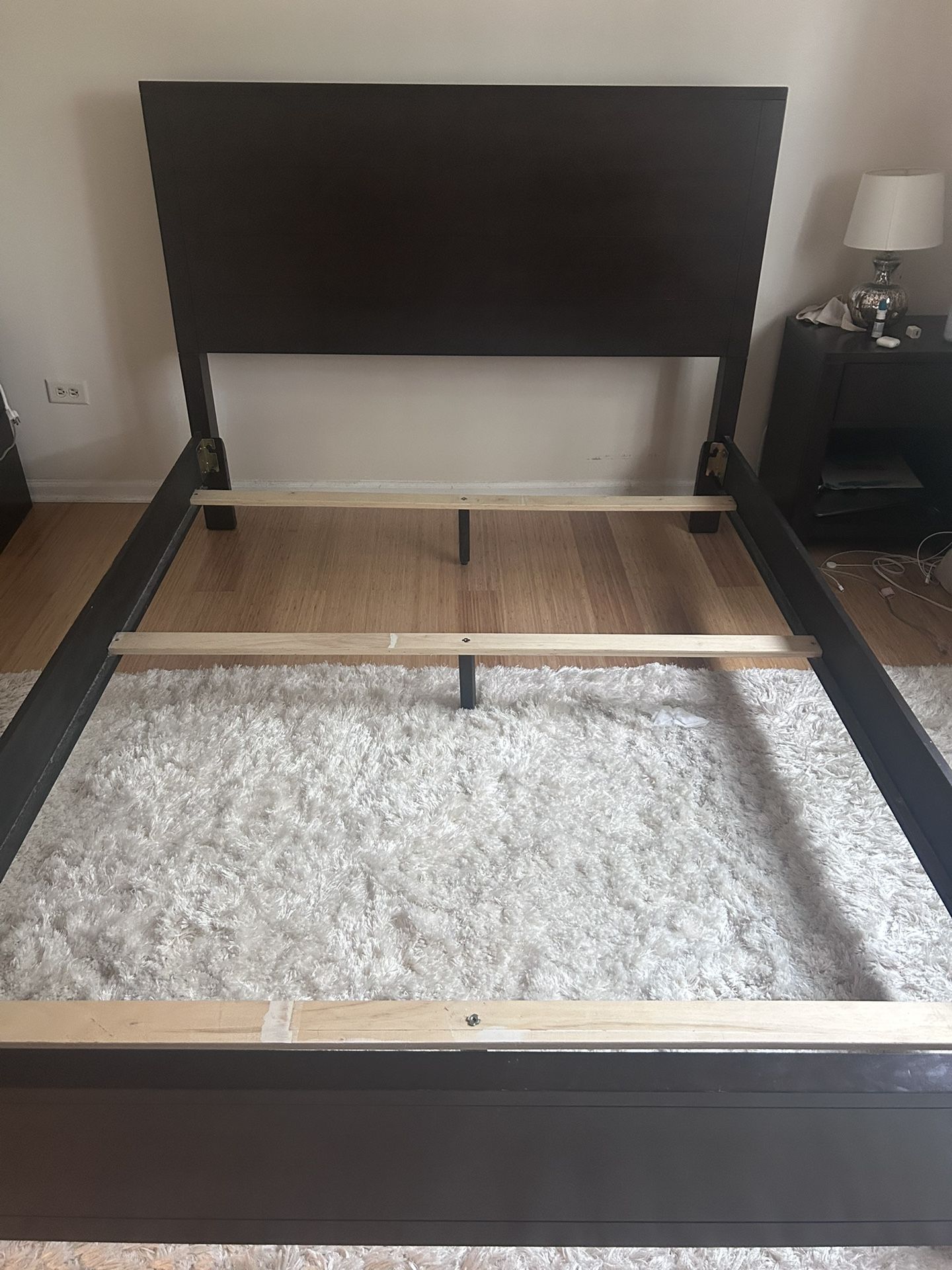 Solid Wood Bed Frame & Night Stand