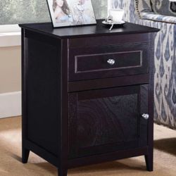 Nightstand With Drawer Accent Side End Table Storage Cabinet WithNaturalEspresso In The Box New 