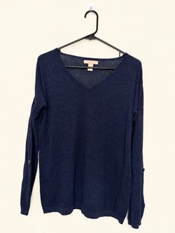 Banana Republic Linen Blend V-Neck Sweater Size M Navy Blue