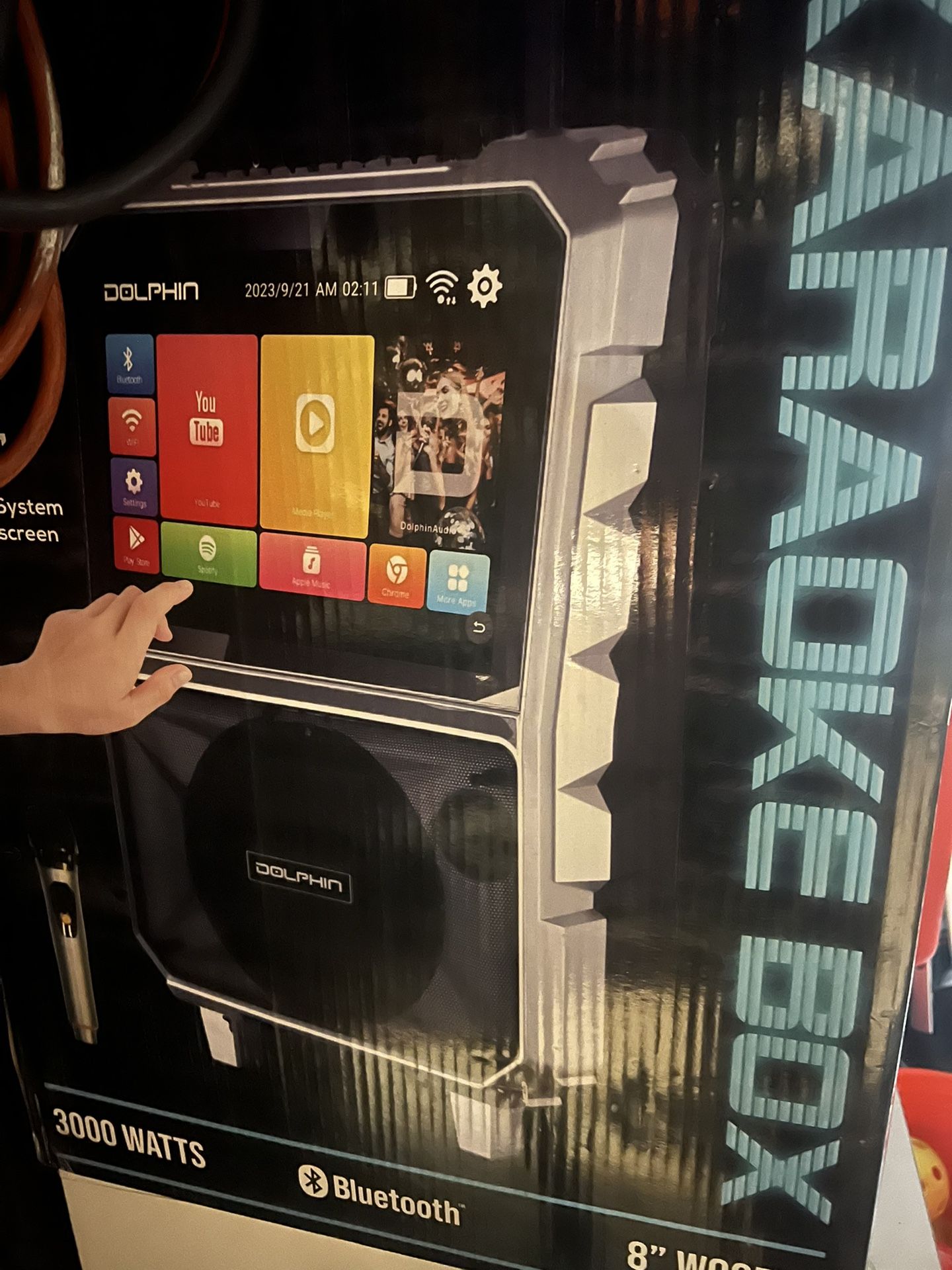 Dolphin 3000 Watts Karaoke Speaker 9 Inch Screen 8 Inch Woofer 