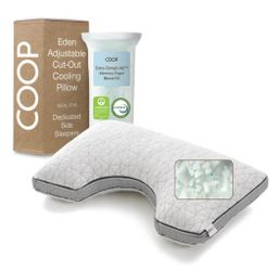 (Brand New Factory Sealed)  Coop Home Goods Eden Cut-Out Bed Pillow for Side Sleepers, Queen Size, Adjustable Medium Soft Memory Foam Cooling Pillow w
