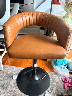 Brown Leather Swivel Accent/Office Chair HALF OFF OBO
