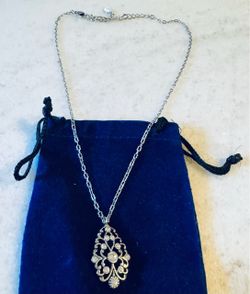 Art Deco Vintage Necklace. 10-12”chain. Style Old European Cubic Zirconia Pendant. This was my grandmother’s from 1940s.