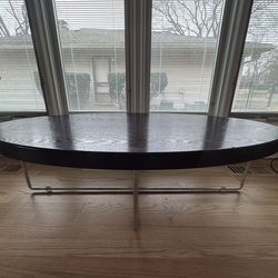Coffee Table - Cherry Wood Table With Metal Legs