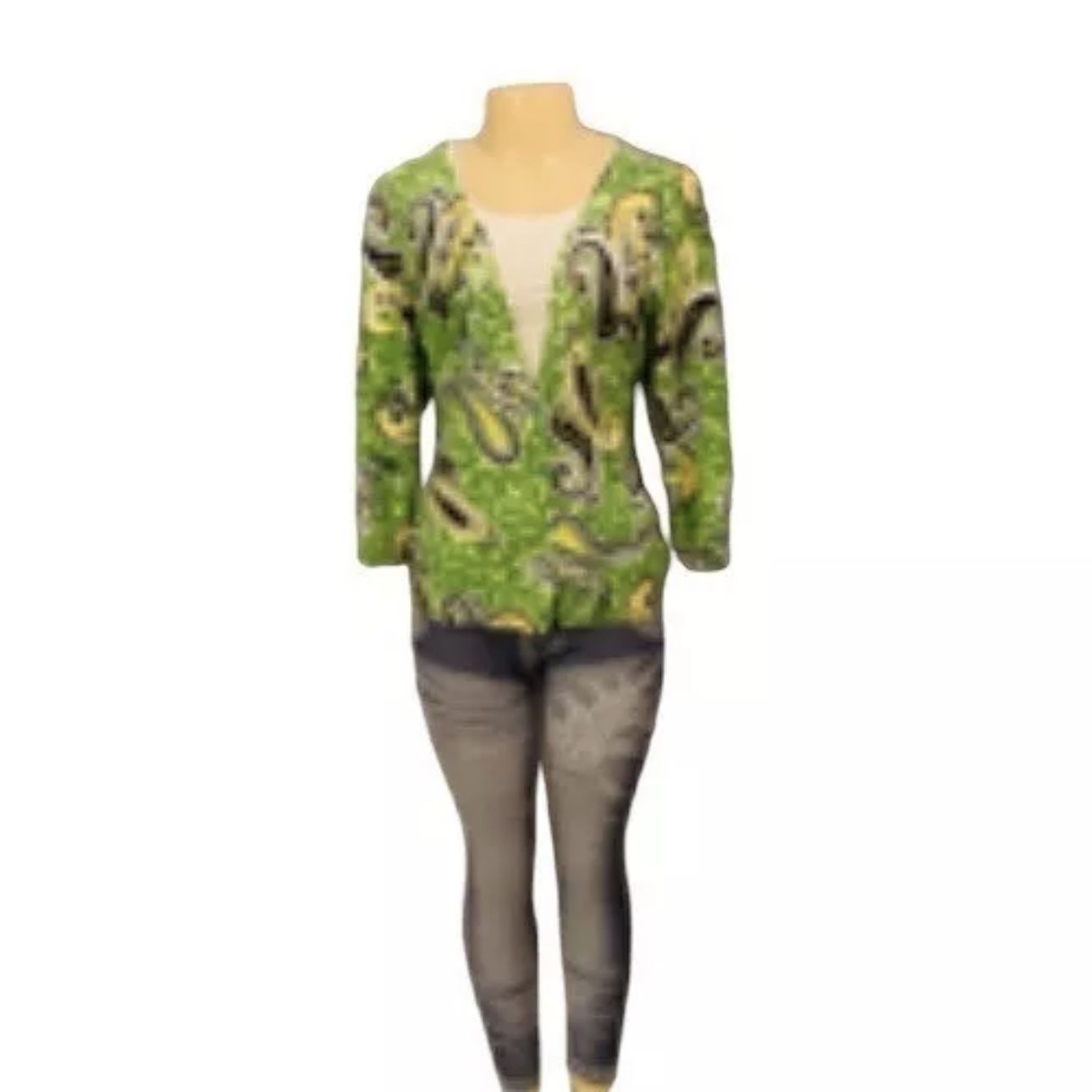 Designer Orginals Sz L Green Cardigan