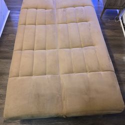 Tan Couch with Easy Click Futon Bed