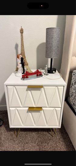 White nightstand with golden feet | $35 each