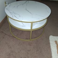Marble Looking Coffee Table With Storage 